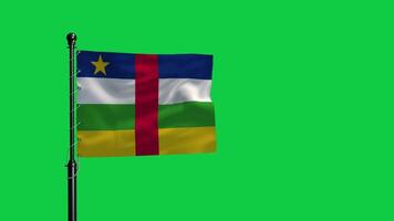 Flag of central african republic waving in the wind on green screen video