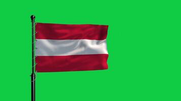 The flag of austria waving in the wind on a green screen video