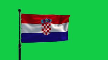 The flag of croatia waving in the wind on a green screen video