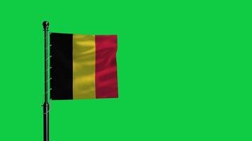 The flag of belgium waving in the wind on a green screen video