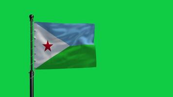 Flag of djibouti waving in the wind on green screen video