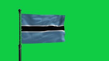 The flag of botswana waving in the wind on a green screen video