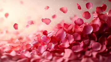 Rose petals falling from the sky photo