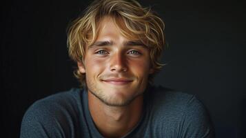 A man with blonde hair and blue eyes photo