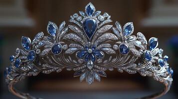 The tiara is made of blue sapphires and diamonds photo