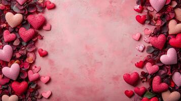 Valentine's day background with hearts and leaves photo