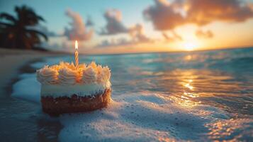 happy birthday written happy birthday beach photo