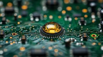 Green Printed Circuit Board Texture with Solder Masks photo