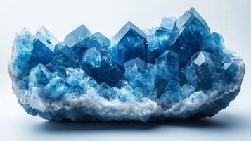 large piece of blue crystals, resembling a raw gemstone photo