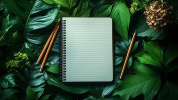notebook with blank white pages and spiral bindings photo