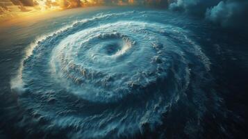 A hurricane is seen in the sky with a large storm photo