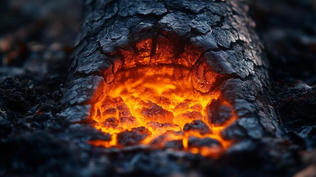 A close up of a burning log photo
