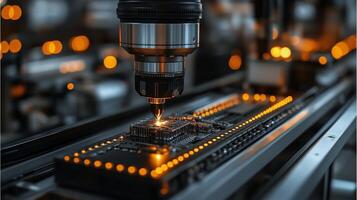 Close-up of automated machinery in an industrial setting photo