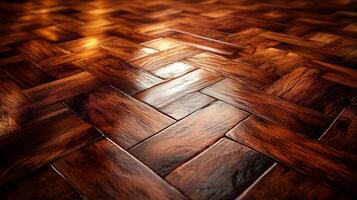 Wood parquet flooring with a light source photo