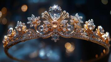 A tia is shown with diamonds and gold photo