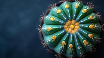 A cactus plant with yellow and green leaves photo