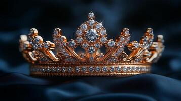Golden crown on a dark background photo
