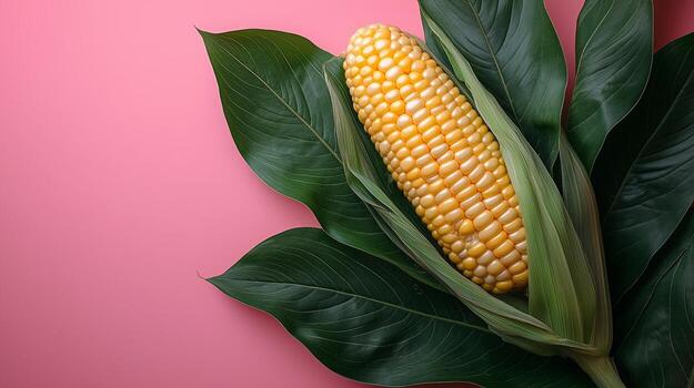 Corn on a pink background photo