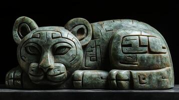 A sculpture of a cat with a green base photo