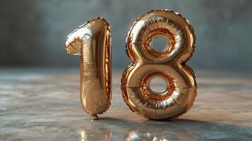 Golden balloons with the number 18 on them photo