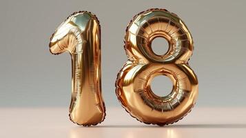 Golden number 18 balloon with number 18 on it photo
