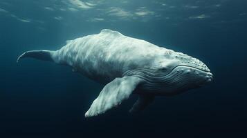 A large white whale swimming in the ocean photo