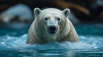 Majestic polar bear in its natural habitat. AI photo