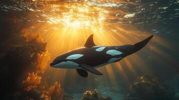 Killer whale in the ocean photo