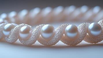 A close up of a bracelet with pearls photo