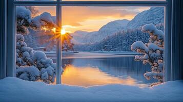 window norway winter photo