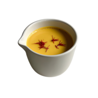 A bowl of soup with saffron in it png