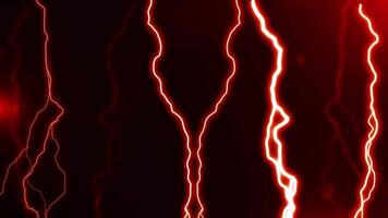 Red high electric current strikes effect animation background. video