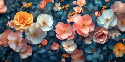 Vibrant floral arrangement featuring a mix of colorful flowers on a dark background photo