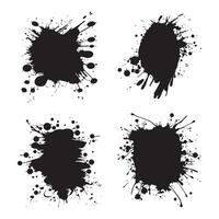 Elements Set of Black Abstract Ink Stain Paint Water Fluid Liquid Texture Splash Background vector