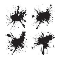 Set of Black Abstract Ink Stain Water Fluid Liquid Splash Splatter Drop Explosion vector