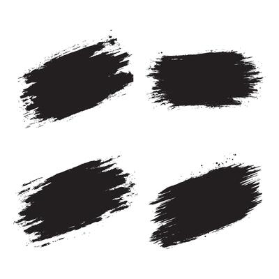 Elements Set of Minimalist Black Abstract Wide Rustic Rough Brush Stroke