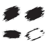 Elements Set of Black Abstract Wide Rustic Rough Brush Stroke vector