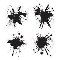 Elements Set of Black Abstract Ink Stain Paint Water Fluid Liquid Splash Splatter Explosion vector