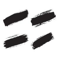 Set of Black Abstract Long Line Rustic Rough Brush Strokes vector