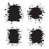 Elements Set of Black Abstract Ink Stain Paint Water Fluid Splash Background vector