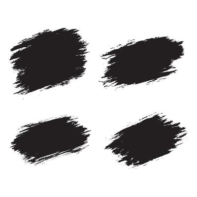 Elements Set of Black Abstract Wide Rustic Brush Strokes