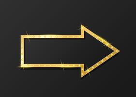 Arrow direction. Golden premium design on black background. Flat illustration, icon, element with empty copy space vector
