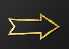 Arrow direction. Golden premium design with shiny elements on black background. Flat illustration, icon with empty copy space vector