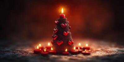 Unique heart-shaped candle display creating a warm atmosphere for a romantic celebration photo