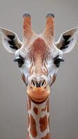 Giraffe close-up portrait highlighting unique features in a natural setting photo