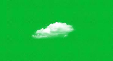 Small white cloud floating on a green background with soft edges and realistic texture. Sky concept video