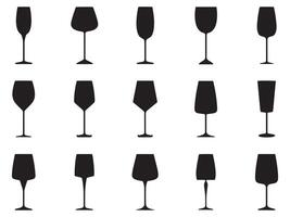 A collection of various types of drink glasses vector