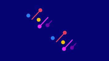 A minimalist representation of DNA chemical bonds floating in a dark space, emphasizing molecular connectivity in genetics video