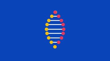 A visually striking DNA double helix structure with a blue background, showcasing molecular bonds in a simplified artistic representation video
