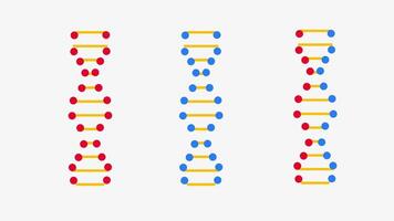 A unique triple DNA strand pattern displayed in a minimalistic style, representing an abstract concept of molecular structures in genetics video